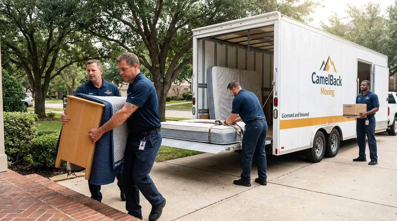Crew loading residential truck for cross-state move from Inver Grove Heights, MN