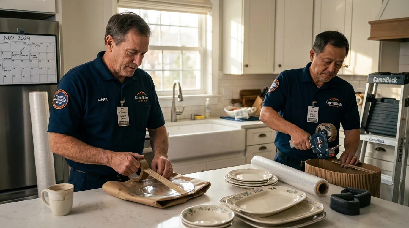 Professional crew packing kitchen dishware in Inver Grove Heights, MN